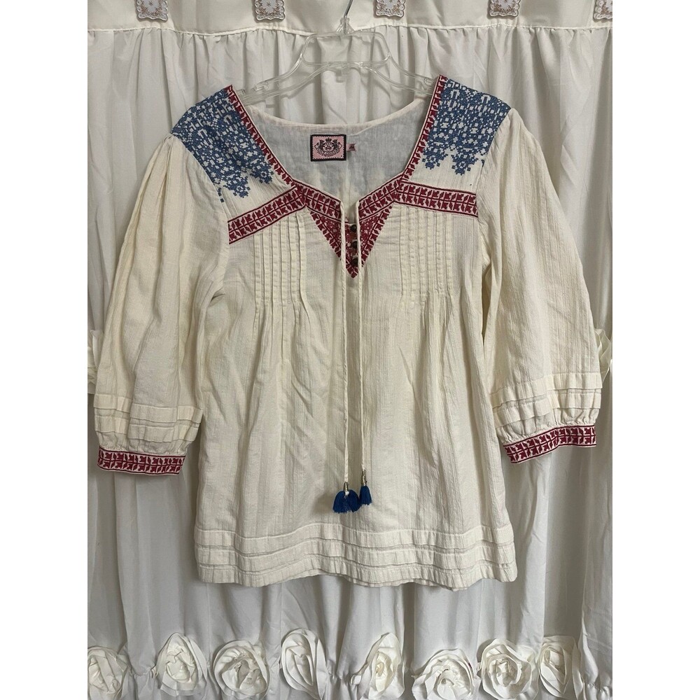 Boho Juicy Couture Embroidered Peasant Top sz 4